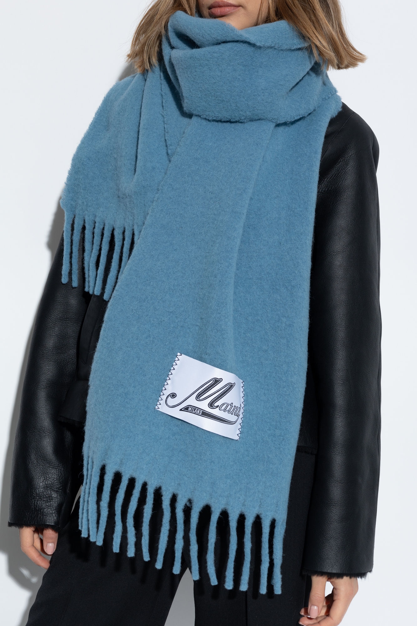 Blue Scarf with logo patch Marni - Vitkac AS